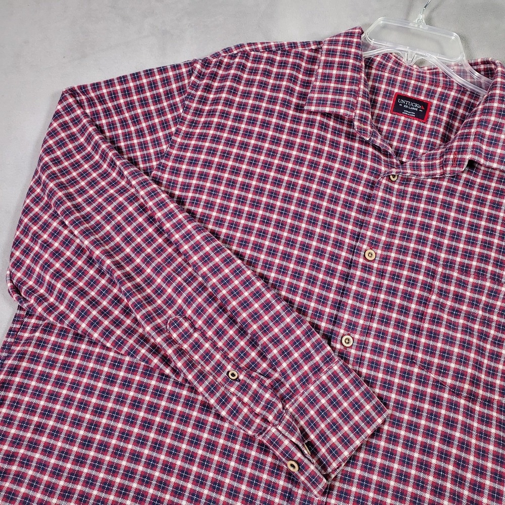 UNTUCKit Shirt Mens XXL Red Blue Plaid Lightweight Flannel Cabincore Preppy Fall